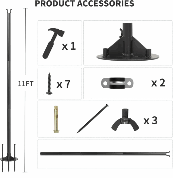 10 Pack String Light Pole, 11ft 4-in-1 Outdoor String Light Pole Stand to Hang String Lights for Patio, Garden, Backyard, Weddin - Image 5