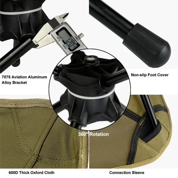 360?? Swivel Chairs Picnic Beach Fishing Folding Chair Outdoor Backpacking Lightweight Chair with Carry Bag for Camping Fishing - Image 2
