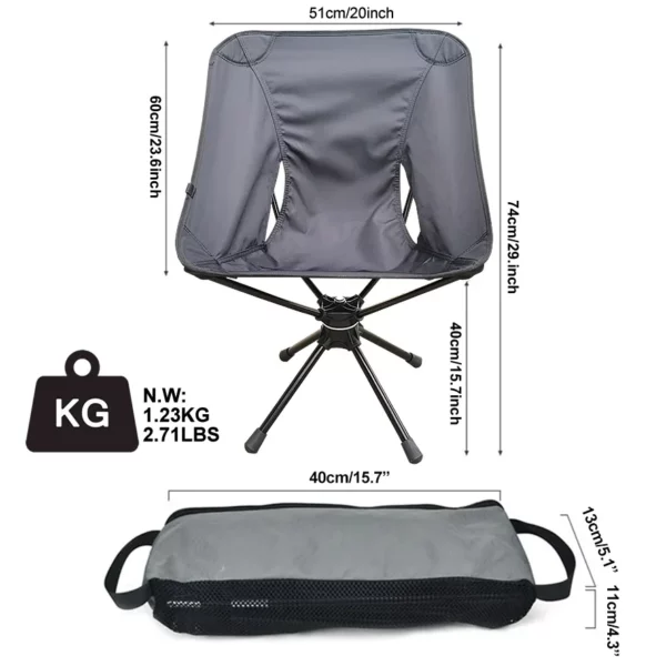 360?? Swivel Chairs Picnic Beach Fishing Folding Chair Outdoor Backpacking Lightweight Chair with Carry Bag for Camping Fishing - Image 4