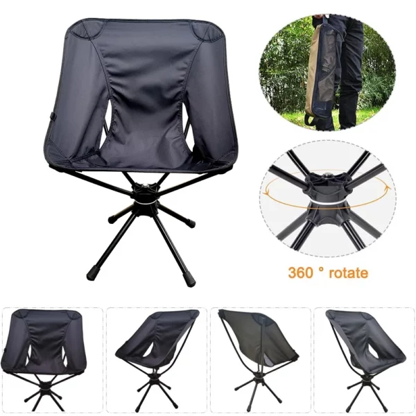 360?? Swivel Chairs Picnic Beach Fishing Folding Chair Outdoor Backpacking Lightweight Chair with Carry Bag for Camping Fishing - Image 5