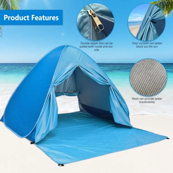 Beach Shelter Uv Protection Pop-up Beach Tent 2-3 Person Waterproof Portable Tent For Family Camping Garden - Image 4