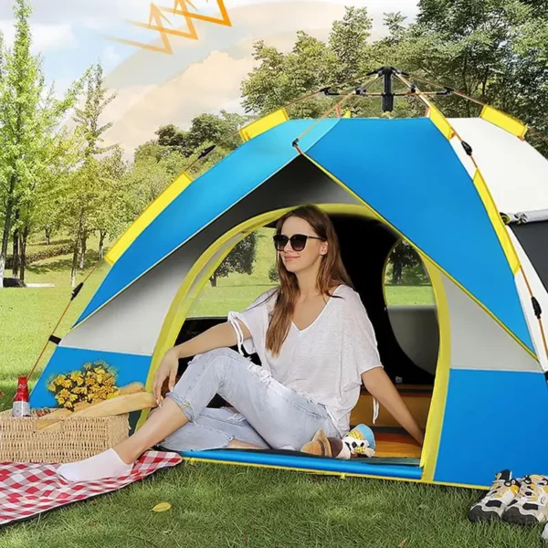 Camping Tent Waterproof Camping Tent For 2-3 Persons 2 Doors Waterproof Sunshade Tents For Camping Picnic Beach Garden Outdoor - Image 4