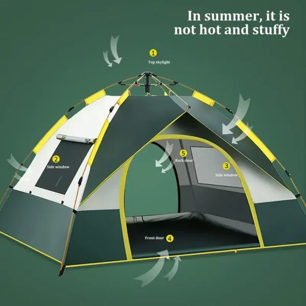 Camping Tent Waterproof Camping Tent For 2-3 Persons 2 Doors Waterproof Sunshade Tents For Camping Picnic Beach Garden Outdoor - Image 5