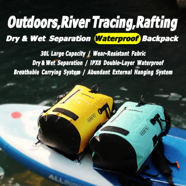 NOOYAH Dry Bag Waterproof Backpack IPX8 Roll-Top Closure Professional Waterproof Bag Fishing Pack Double Layer Outdoor Rucksack - Image 2