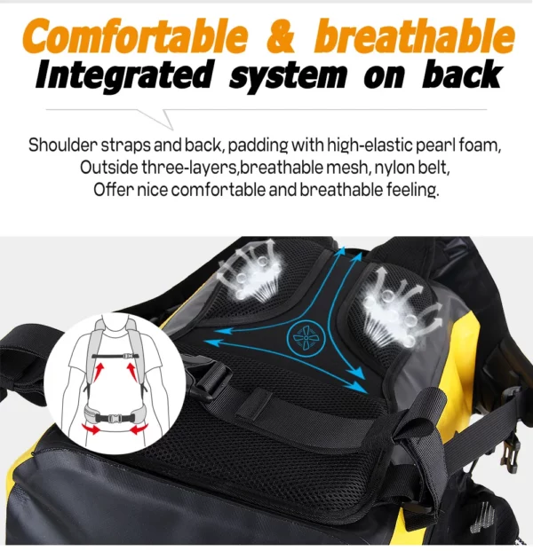 NOOYAH Dry Bag Waterproof Backpack IPX8 Roll-Top Closure Professional Waterproof Bag Fishing Pack Double Layer Outdoor Rucksack - Image 5