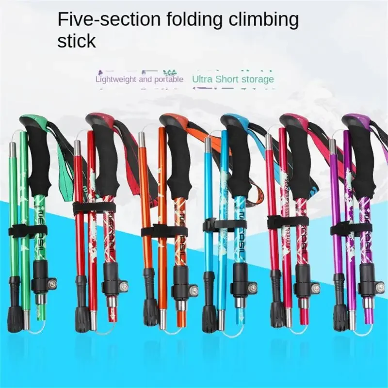 Trekking Stick 5-Section Telescopic Folding Trekking Poles Outdoor Camping Ultralight Portable Foldable Walking Hiking Stick - Image 2