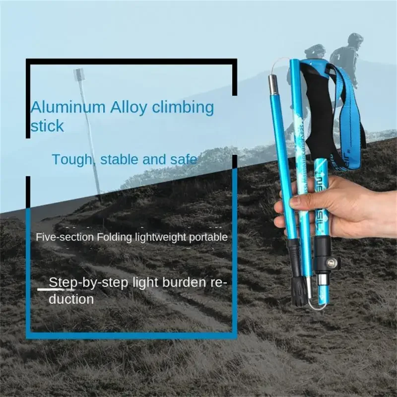 Trekking Stick 5-Section Telescopic Folding Trekking Poles Outdoor Camping Ultralight Portable Foldable Walking Hiking Stick - Image 3