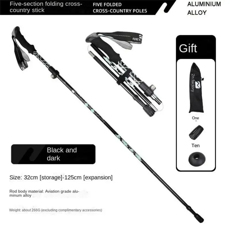 Trekking Stick 5-Section Telescopic Folding Trekking Poles Outdoor Camping Ultralight Portable Foldable Walking Hiking Stick - Image 5