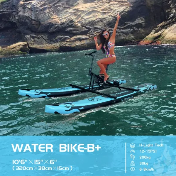 US/AU/ES Shipping Spatium Water Bikes Portable Inflatable Fishing Water Bike Pedal Bike Boats +Mat Water Sports For 1-2 People - Image 4